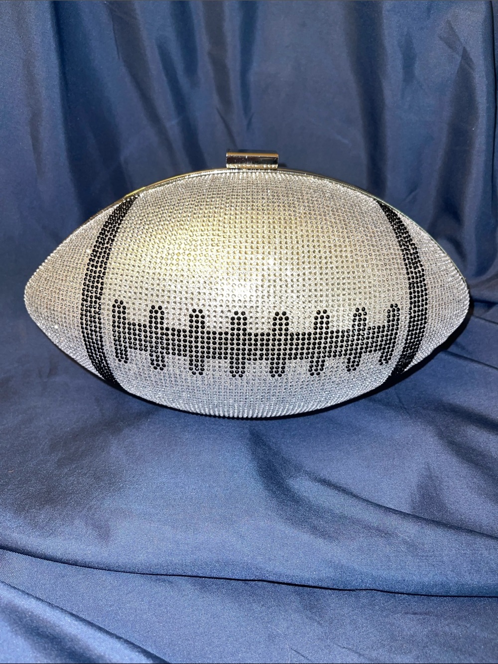 Crystal Football Clutch Wristlet - Silver & Black